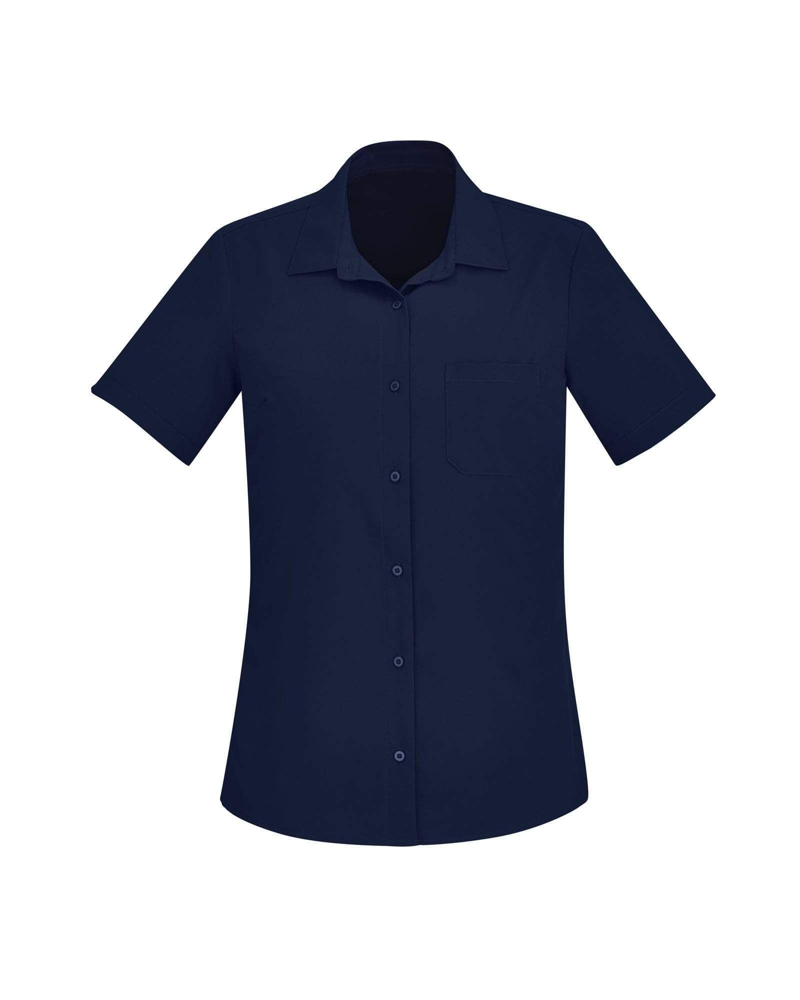 Biz Care Womens Easy Stretch Short Sleeve Shirt CS947LS Health & Beauty Biz Care Navy 4 